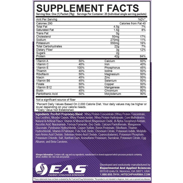  EAS Myoplex Protein 20 Shake Mix Packets 