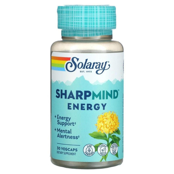  Solaray Sharp Mind Nootropics Energy 30 Veg Caps 