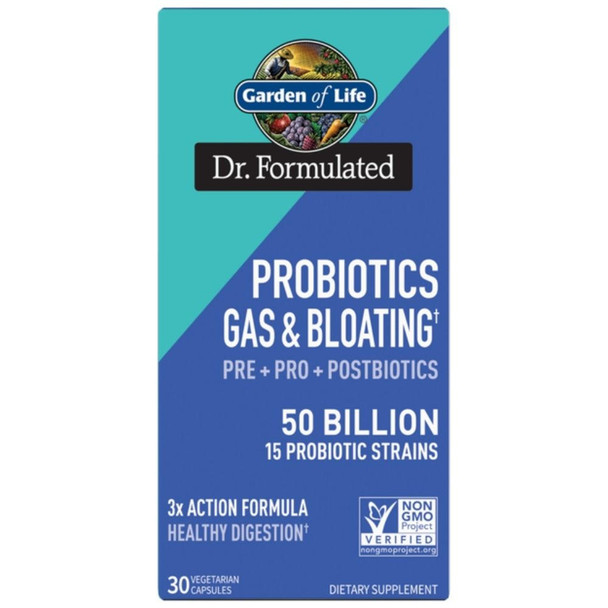  Garden of Life Dr. Formulated Probiotic 50 Billion CFU Gas and Bloating 30 Veg Caps 
