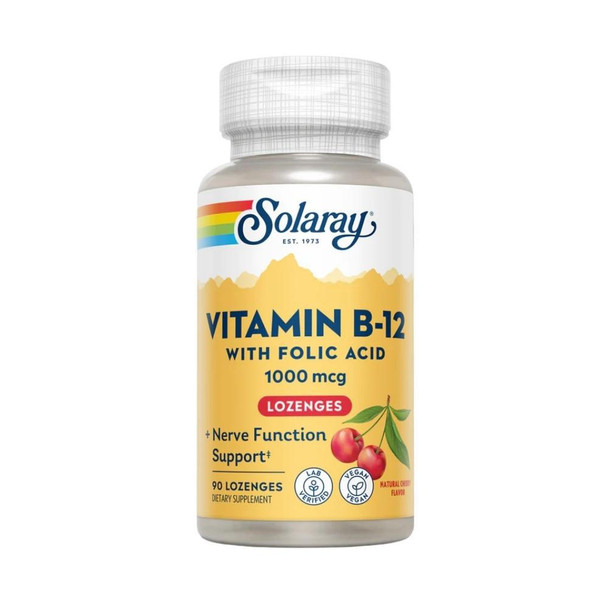  Solaray Vitamin B-12 1000mcg Cherry 90 Lozenges 