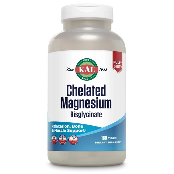 Kal KAL Chelated Magnesium Bisglycinate 180 Tablets 