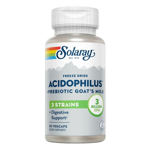  Solaray Acidophilus 3 Strain Probiotic & Prebiotic Goat's Milk 50 Capsules 