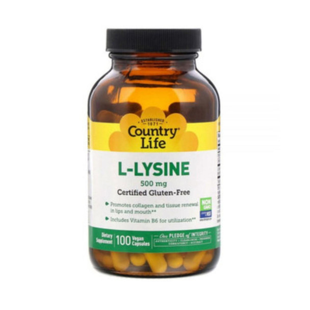  Country Life L-Lysine 500mg W/B-6 100 Capsules 
