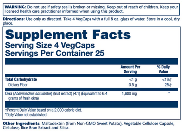  Solaray Okra 1,600mg 100 Capsules 