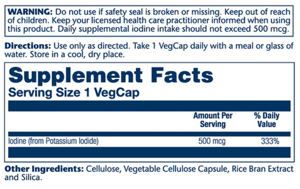  Solaray Iodine 500mcg 30 Capsules 