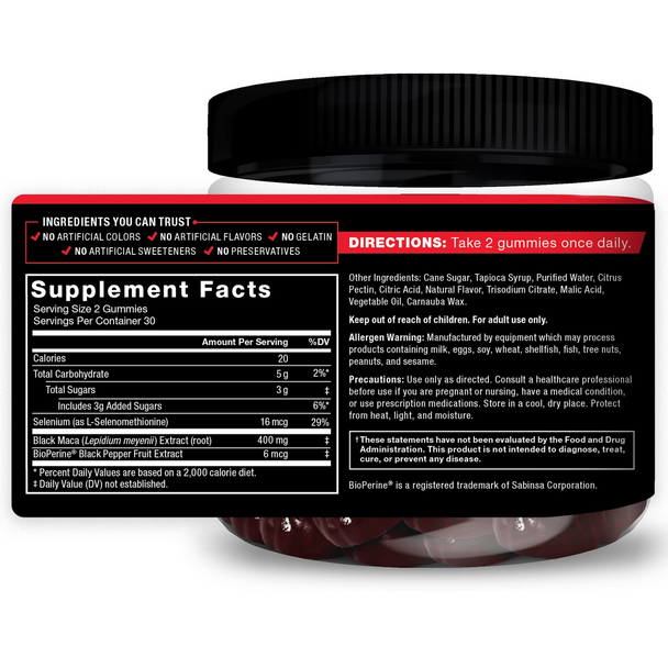  Force Factor Black Maca Gummies Passion Berry 60 Count 