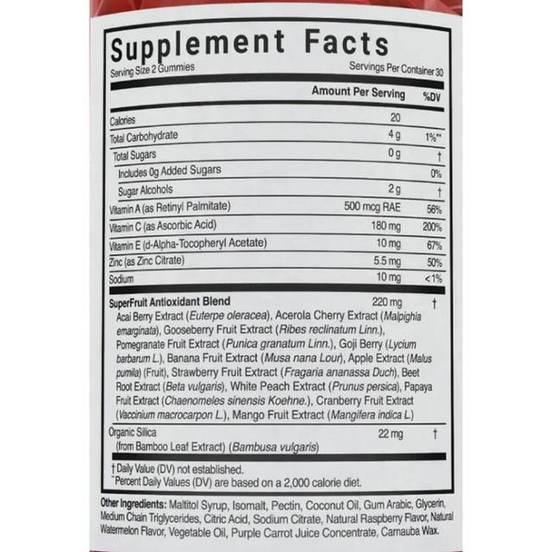  ZHOU Superfruits Max Watermelon 60 Vegan Gummies 