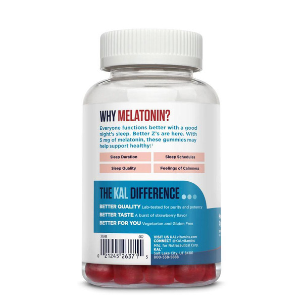 Kal KAL Melatonin 5mg 60 Strawberry Gummies 
