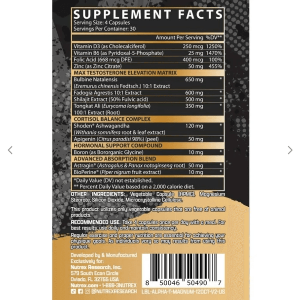 Nutrex Research Nutrex Alpha-T Magnum 120 Capsules 