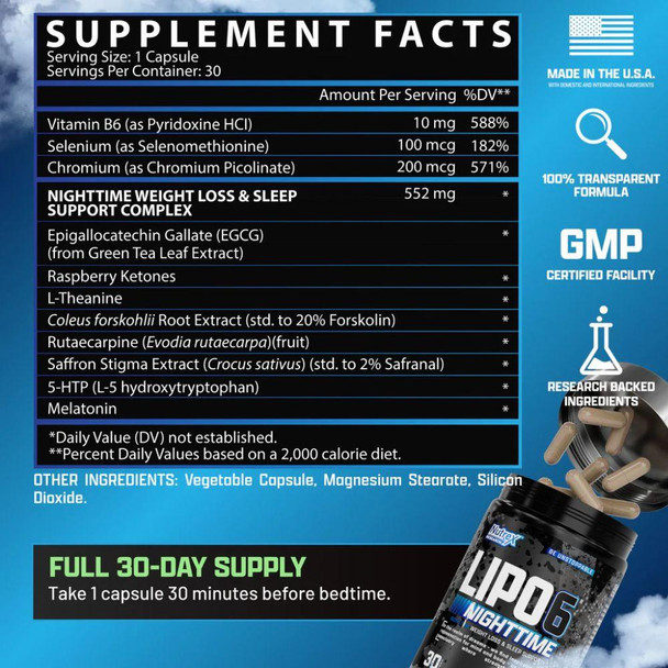 Nutrex Research Nutrex Lipo-6 Nighttime 30 Capsules 