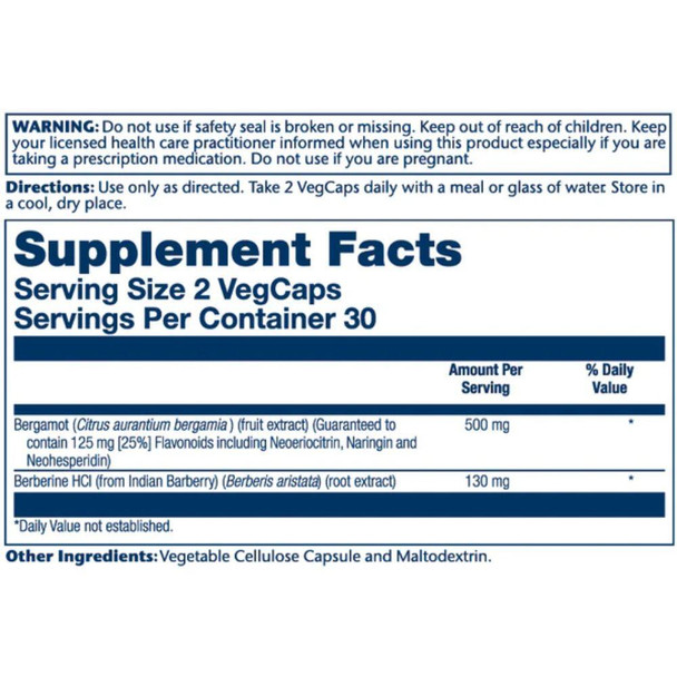  Solaray Bergamot 500mg 60 Capsules 