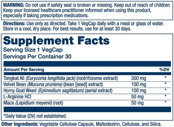 Solaray Libido Support 30 Capsules Supplement Facts