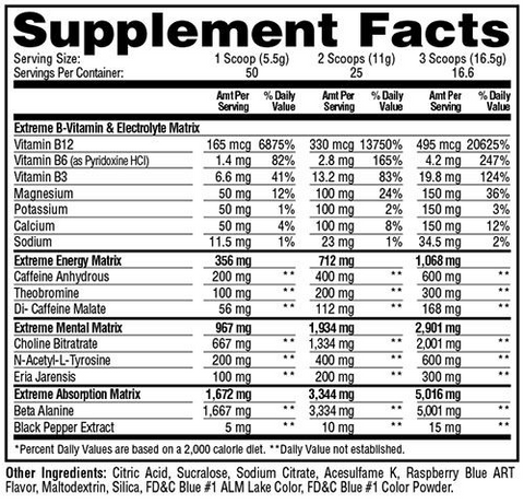 Metabolic Nutrition ESP Extreme Supplement Facts