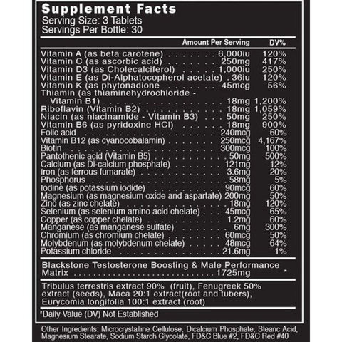 Blackstone Labs Multi 90 Tablets Ingredients