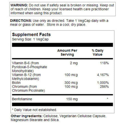 KAL Benfotiamine+ Ingredients and Supplement Facts