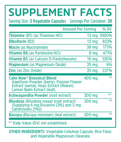 ZHOU Calm Now Sooth Stress Relief Formula Ingredients