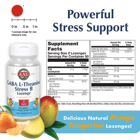 KAL GABA L-Theanine Stress B 100 Lozenges — Best Price Nutrition