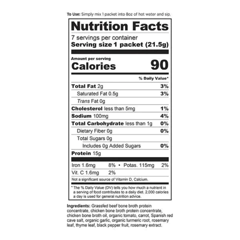 Ancient Nutrition Bone Broth 7 Packets Ingredients