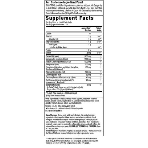 Irwin Naturals Maca Root and Ashwagandha Ingredients