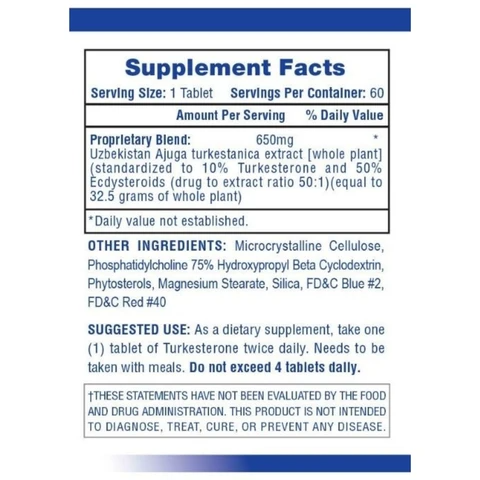 Hi-Tech Turkesterone 650 Ingredients