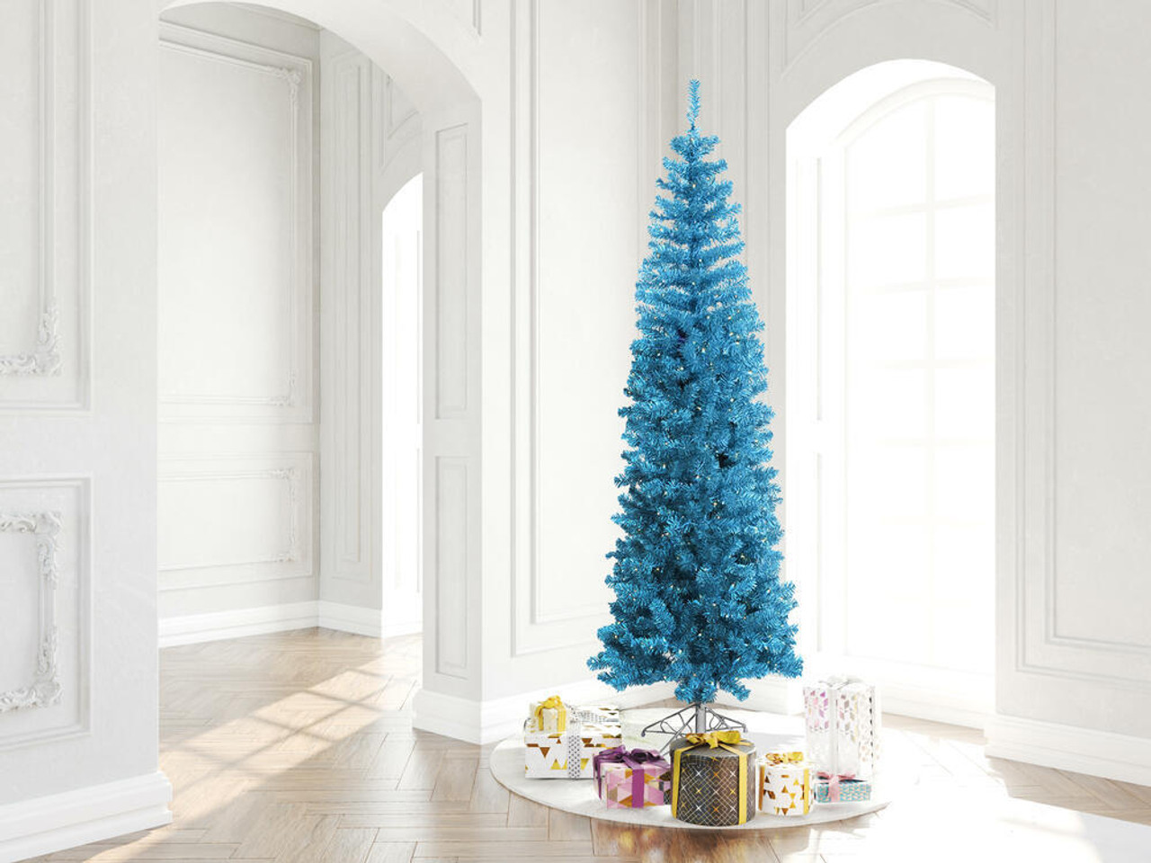 sky blue christmas tree