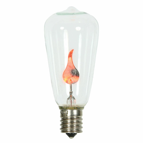 Vickerman Vickerman ST40 Incandescent Clear Flicker Flame E17 Medium Base Bulb, Brass Base, UL, 120V, 1 Watt/Bulb 10 Pack