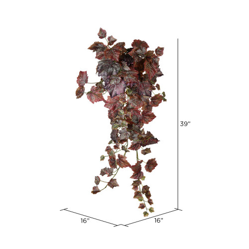 Vickerman Artificial Burgundy Grape Leaf Ivy Hanging Bush