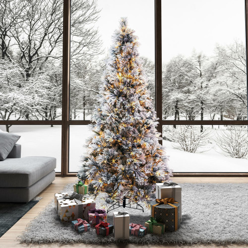  Vickerman Flocked Atka Pine Artificial Christmas Tree Color Changing 