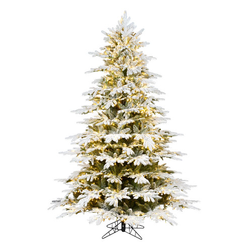 Vickerman Flocked Kamas Fraiser Fir Artificial Christmas Tree 3MM Warm White
