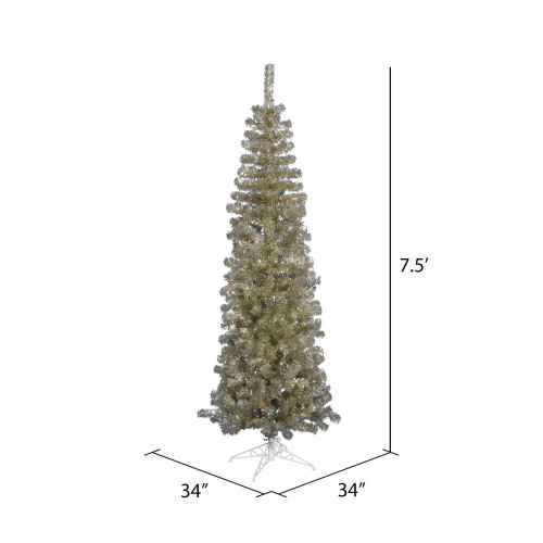 Vickerman Champagne Pencil Artificial Tree