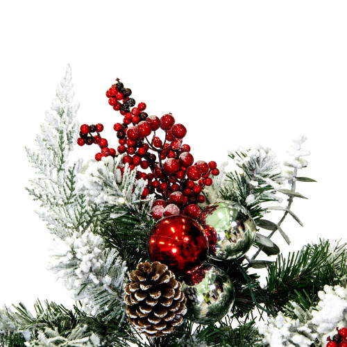 Vickerman Flocked Red and Silver Artificial Wreaths