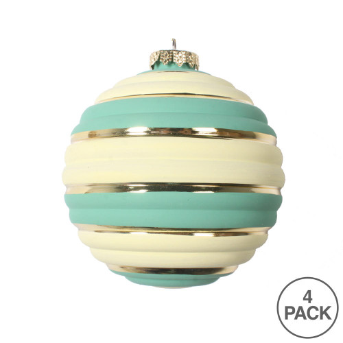 Vickerman 4 Horizontal Stripe Pastel Ball Ornament
