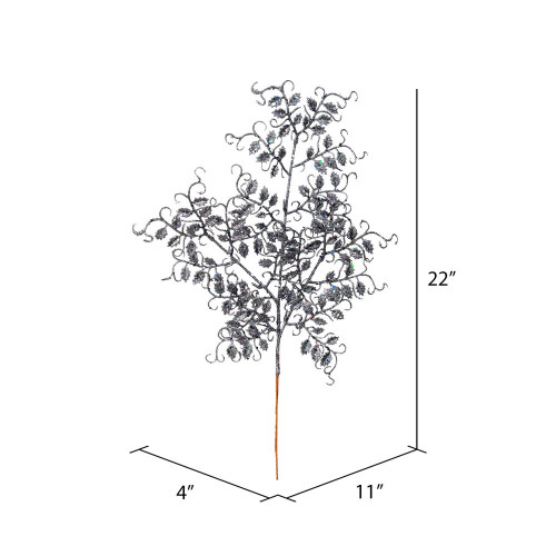 Vickerman 22 Glitter Mini Ruscus Leaf Aritificial Christmas Spray