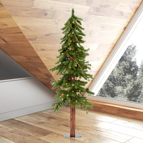  Vickerman Artificial Alpine Tree with Pine Cones & Vine 