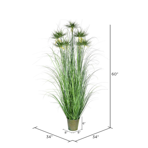  Vickerman Artificial Potted Artificial Grass and Cyperus Heads 