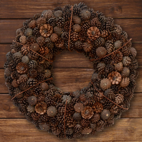  Vickerman Natural Mixed Pine Cone Wreath 