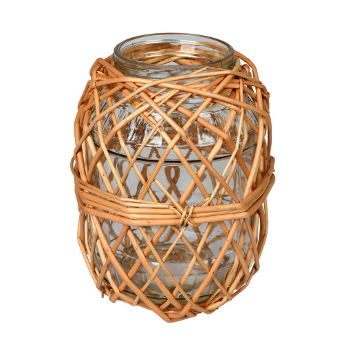  Vickerman Glass Jar with Woven Wicker 