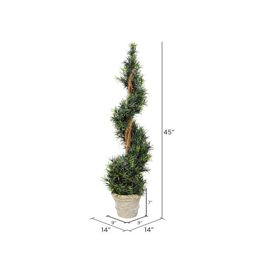  Vickerman Artificial Potted Green Rosemary Spiral Tree 