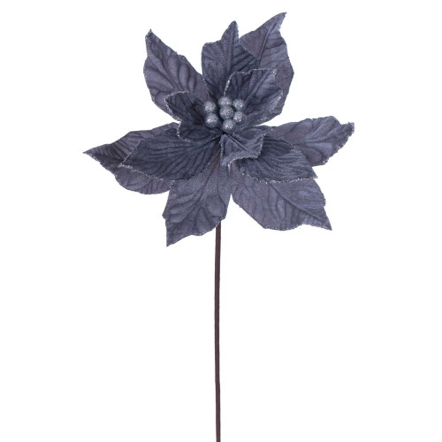 Vickerman 21.5" Silver Poinsettia Stem