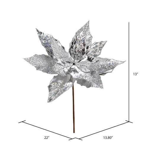  Vickerman 13" Poinsettia Sequin Aritificial Christmas Spray 