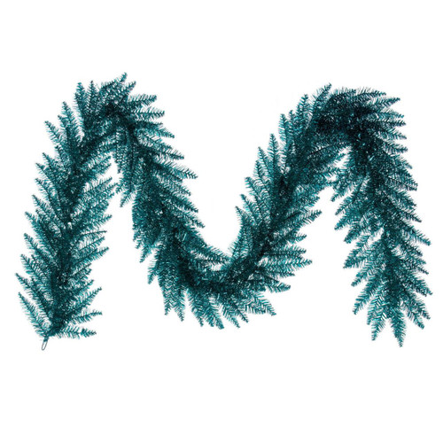  Vickerman 9 foot  x 14 inch  Aqua Tinsel Artificial UnLit Garland with 250 PVC Tips 