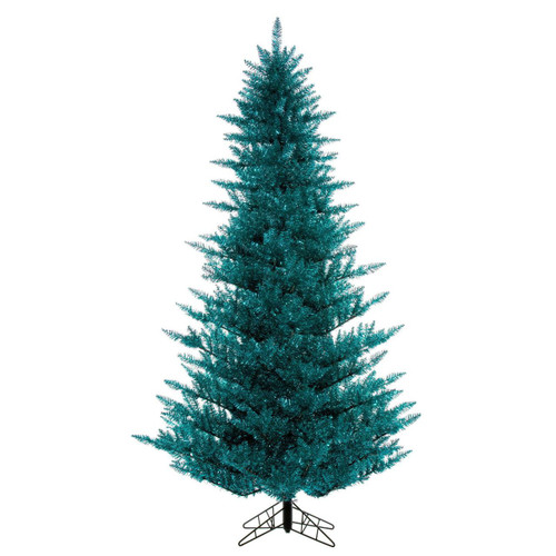  Vickerman 2 foot  x 20 inch  Aqua Tinsel Artificial Unlit Christmas Tree with Plastic Tree Stand 