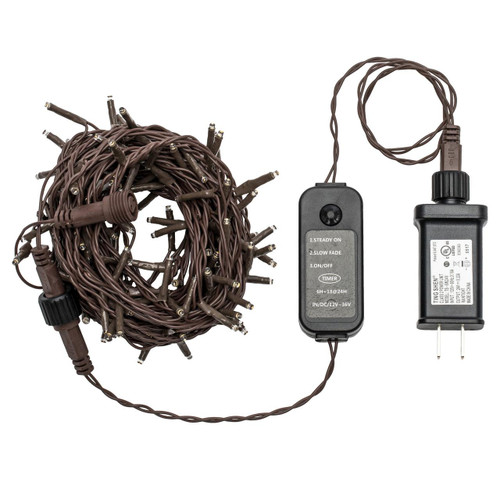  Vickerman 144 Warm White LED 2 Function Spider Light Set, 24 foot  Christmas Light Set, Brown Wire 
