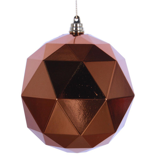  Vickerman 8 inch  Copper Geometric Ball Ornament Featuring a Shiny Finish. 