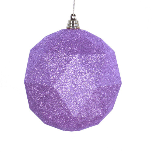  Vickerman 8 inch  Orchid Geometric Ball Ornament Featuring a Glitter Finish. 