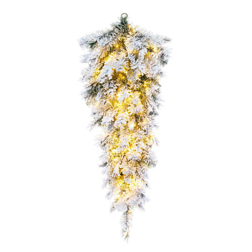  Vickerman 36 inch  Frosted Glacier Pine Artificial Teardrop with LED Warm White Lights. 