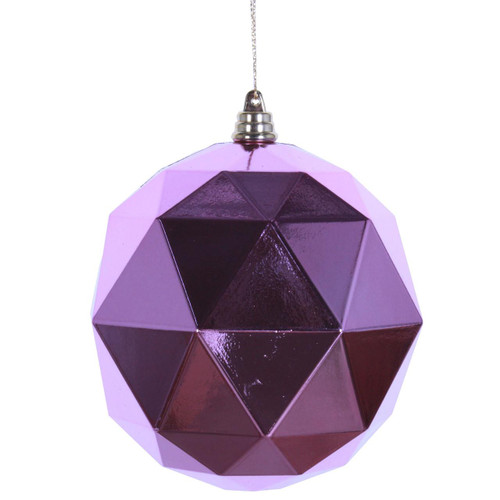  Vickerman 8 inch  Pink Geometric Ball Ornament Featuring a Shiny Finish. 