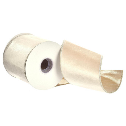  Vickerman 4 inch  Platinum Velvet/Metallic Dupion Double Fused Back Ribbon. 