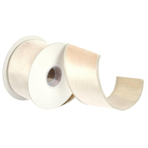  Vickerman 2.5 inch  Platinum Velvet/Metallic Dupion Double Fused Back Ribbon. 