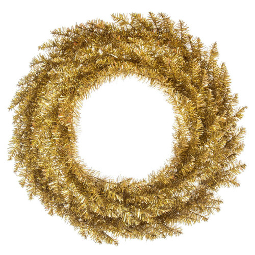  Vickerman 30 inch  Gold Tinsel Artificial UnLit Fir Wreath 